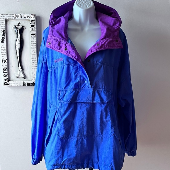 Vintage 90s Columbia Women’s Pullover Windbreaker Blue Athletic Jacket Size L - Picture 3 of 14
